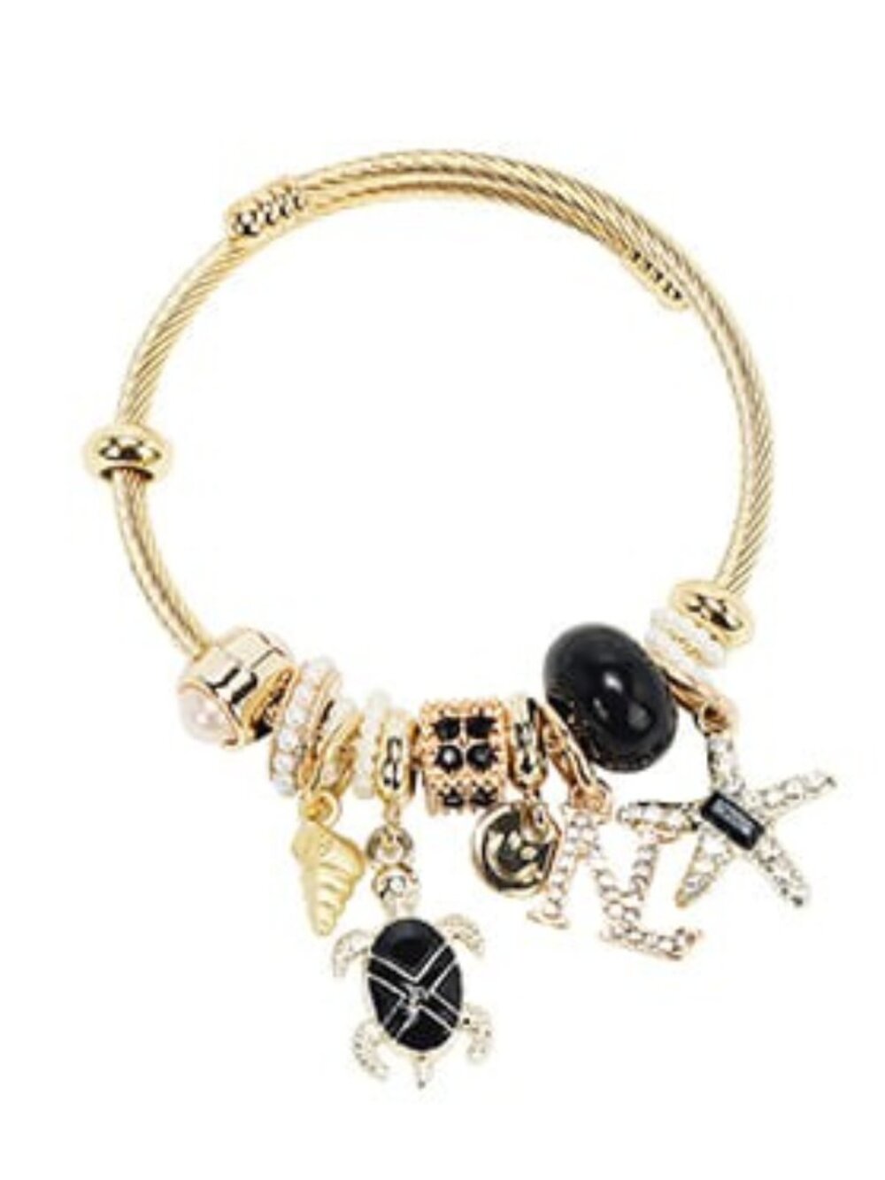 Nicole Lee USA Gold Ocean Charm Cable Bracelet